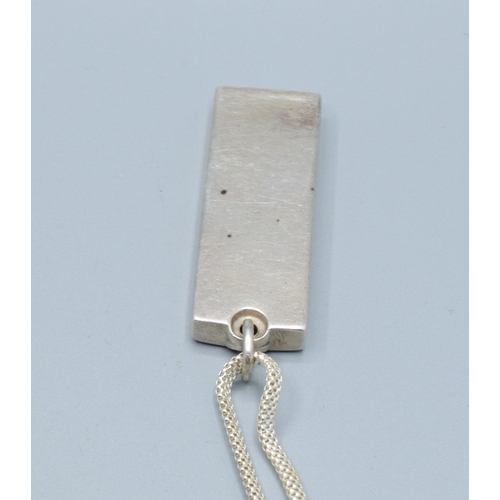309 - 925 silver full hallmarked silver Ingot on a New 925 silver snake skin design neck chain of 45cm lon... 