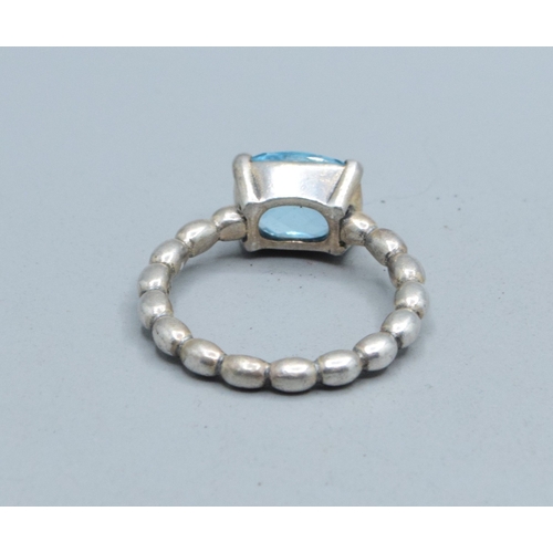 315 - Pandora 925 silver ALE blue Topaz facetted solitaire ring size N