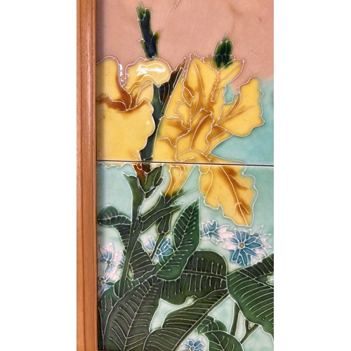 One framed ceramic retro oriental tube lined tile panel,