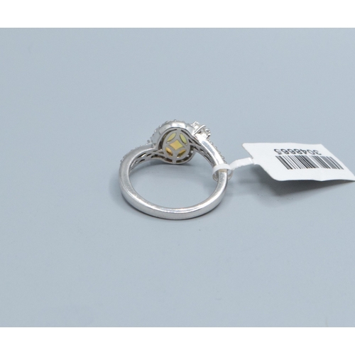 840 - New with Tag 925 silver ladies Opalite halo design twist ring size Q