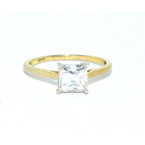 828 - 925 silver gilt square face solitaire ring size O