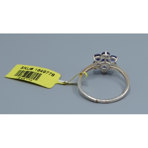 841 - New with Tag 925 silver ladies Amethyst flower head ring size R