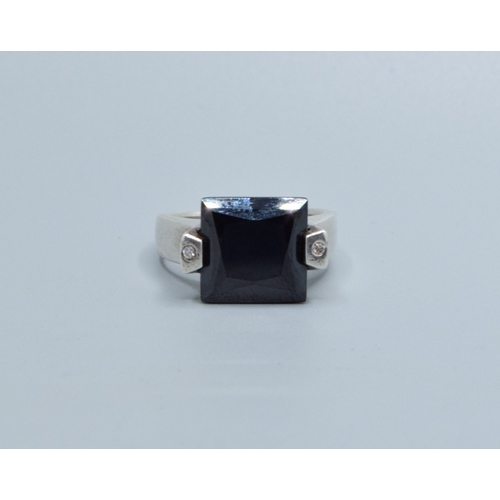 835 - 925 silver double claw Black Onyx square head dress ring the single stone measures 12mm square size ... 