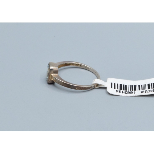 808 - New with Tag 925 silver/gold ladies Aquamarine dress ring size R