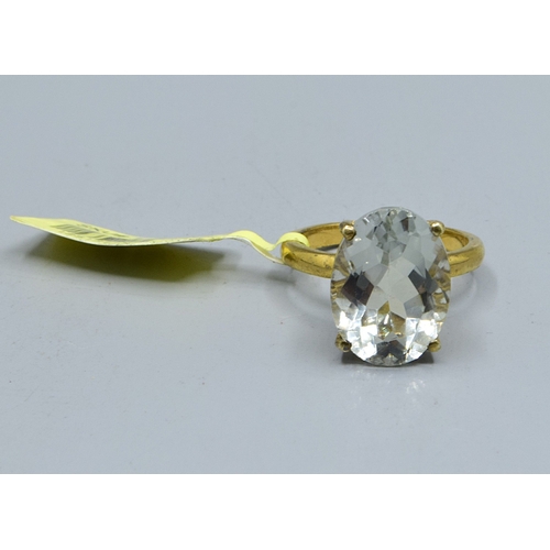 833 - New with Tag 925 Silver and Gold ladies Citrine solitaire dress ring the head being 16x12mm held in ... 