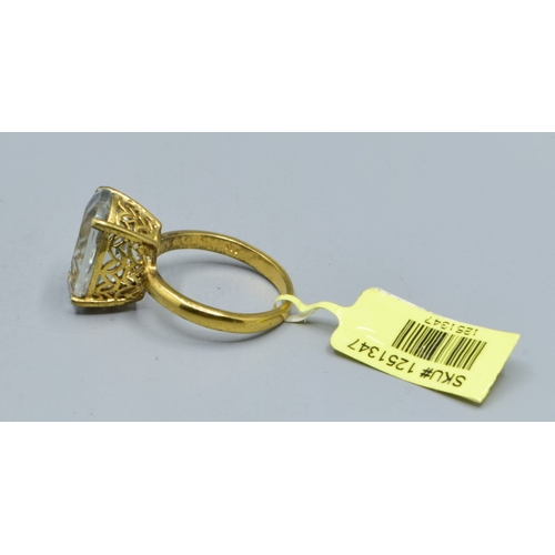 833 - New with Tag 925 Silver and Gold ladies Citrine solitaire dress ring the head being 16x12mm held in ... 