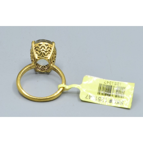 833 - New with Tag 925 Silver and Gold ladies Citrine solitaire dress ring the head being 16x12mm held in ... 