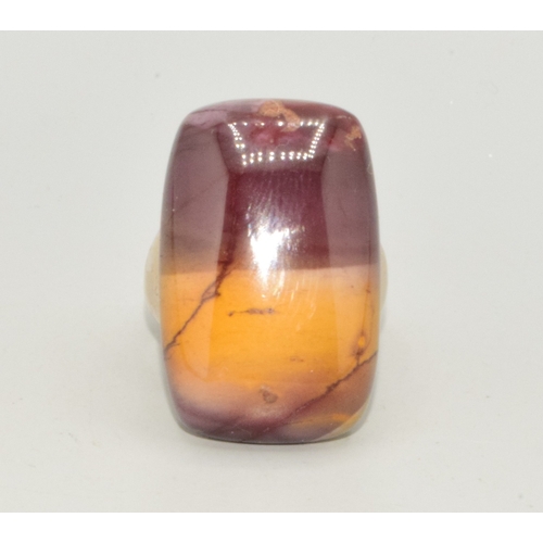 805 - 925 silver ladies rare Mookaite Jasper rectangular large statement ring size M