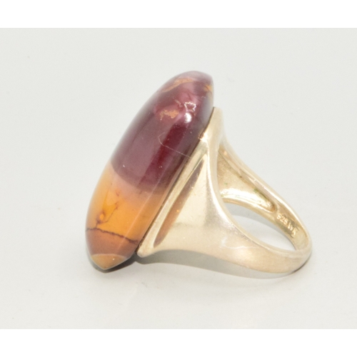 805 - 925 silver ladies rare Mookaite Jasper rectangular large statement ring size M