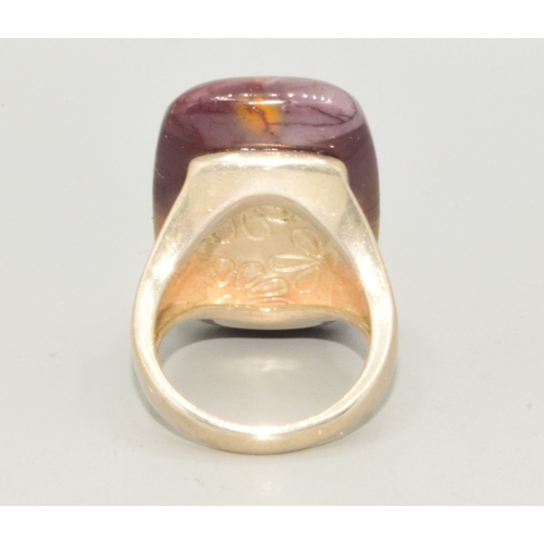 805 - 925 silver ladies rare Mookaite Jasper rectangular large statement ring size M