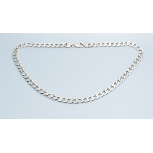 844 - 925 silver flat link neck chain with lobster claw catch 52cm long 8mm wide 65grams