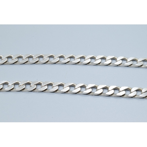 844 - 925 silver flat link neck chain with lobster claw catch 52cm long 8mm wide 65grams