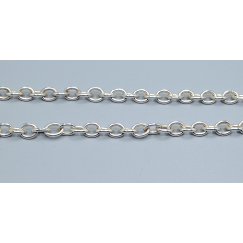 857 - 925 silver heart neck chain with T-bar catch 44cm long links 0.70cm wide 45 grams