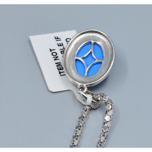 827 - New with Tag 925 silver faux Turquoise pendant necklace on a 925 silver neck chain of 48cm long the ... 