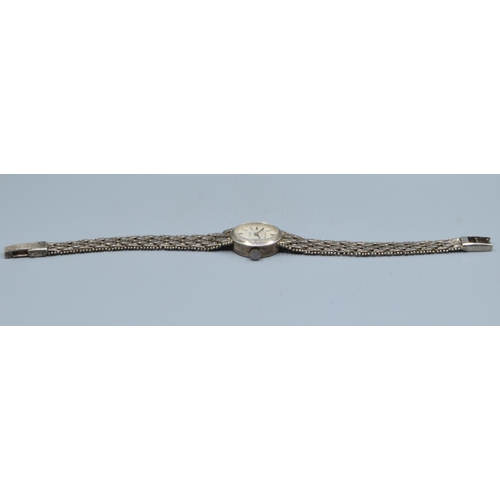 824 - 925 silver ladies watch with integral weave strap, a 925 silver flat link neck chain44cm long togeth... 