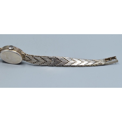 824 - 925 silver ladies watch with integral weave strap, a 925 silver flat link neck chain44cm long togeth... 