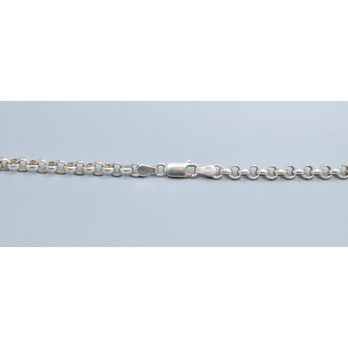 834 - 925 silver round link neck chain with lobster claw clasp 48cm long 24grams