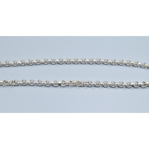 834 - 925 silver round link neck chain with lobster claw clasp 48cm long 24grams