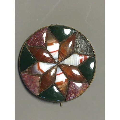 874 - Two Antique Scottish Brooches, 1 x Banded Agate and White Metal Mounted the other a Pebble Brooch in... 