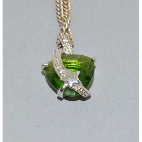 864 - 2 x 925 silver pendant necklaces a Butterfly pend and chain together with a green stone pendant and ... 