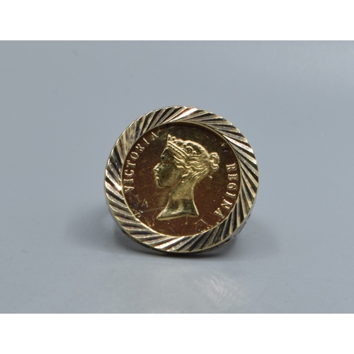 746 - Victorian St George coin 925 silver/gold&nbsp; ring size T