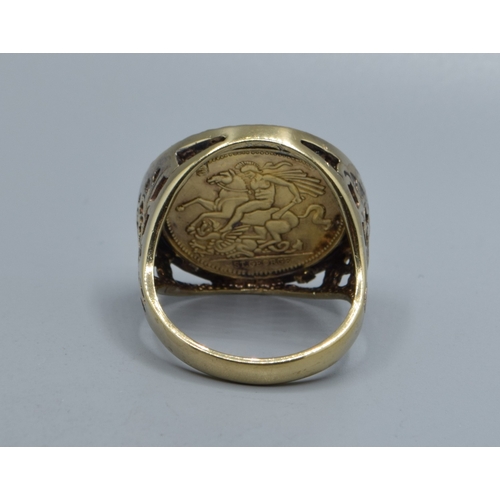 746 - Victorian St George coin 925 silver/gold&nbsp; ring size T