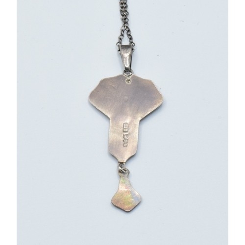 846 - Charles Horner Art Nouveau silver and Enamel pendant Chester 1909 boxed