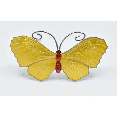850 - JA&S Art Deco silver and Enamel Butterfly brooch Birmingham 1918 boxed, 5.5cm x 3.0cm enamel all... 