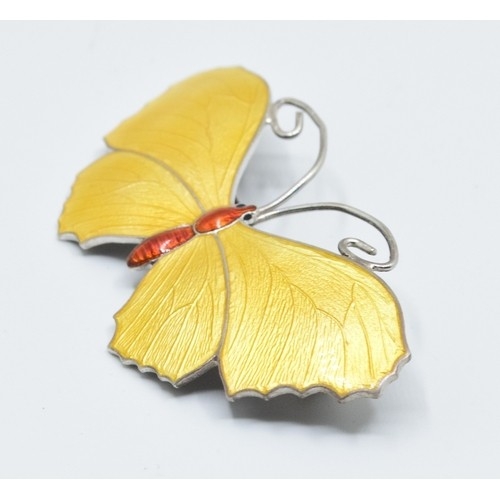 850 - JA&S Art Deco silver and Enamel Butterfly brooch Birmingham 1918 boxed, 5.5cm x 3.0cm enamel all... 