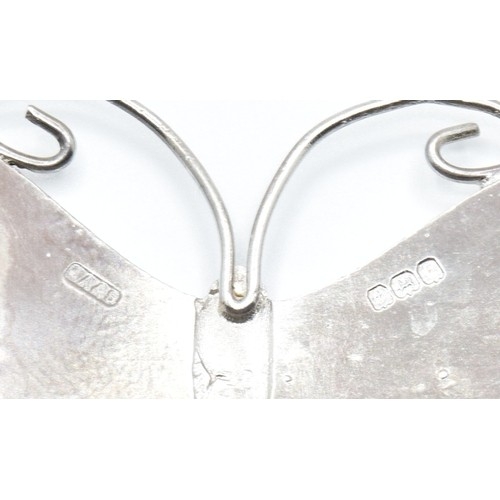 850 - JA&S Art Deco silver and Enamel Butterfly brooch Birmingham 1918 boxed, 5.5cm x 3.0cm enamel all... 