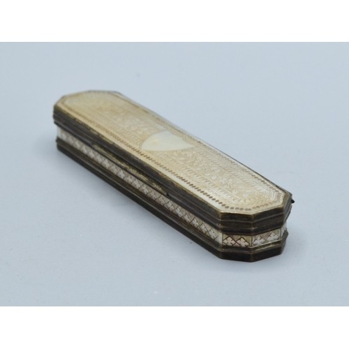 854 - Antique nineteenth century Mother of pearl and silver French Tooth pick holder