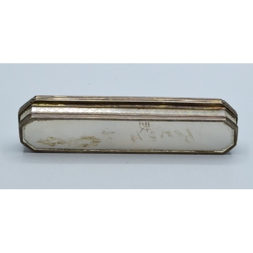 854 - Antique nineteenth century Mother of pearl and silver French Tooth pick holder