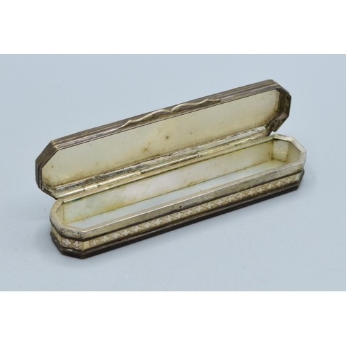 854 - Antique nineteenth century Mother of pearl and silver French Tooth pick holder