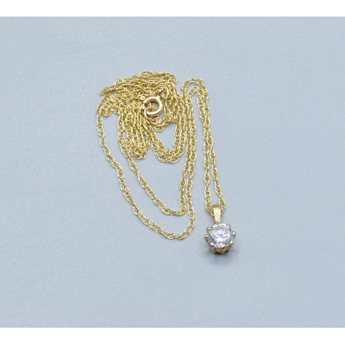 502 - 9ct gold suite of jewellery a 9ct gold clear gem set pendant necklace and 9ct gold chain together wi... 