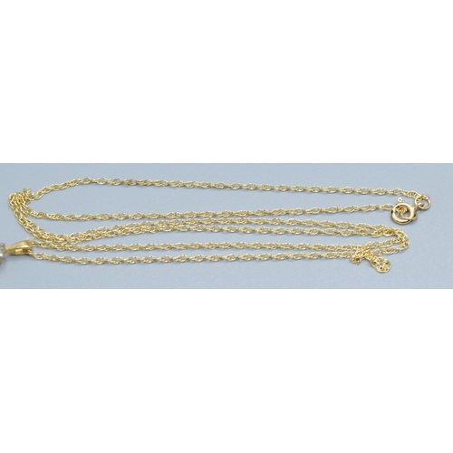 502 - 9ct gold suite of jewellery a 9ct gold clear gem set pendant necklace and 9ct gold chain together wi... 