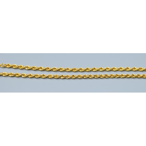506 - 9ct gold Rope neck chain 41cm long 2.6grams