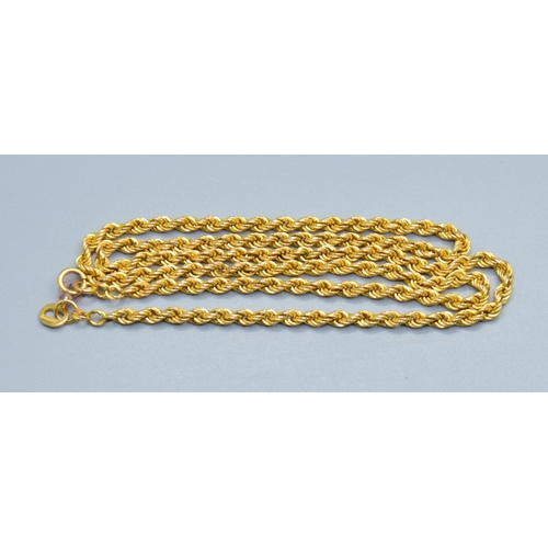 506 - 9ct gold Rope neck chain 41cm long 2.6grams