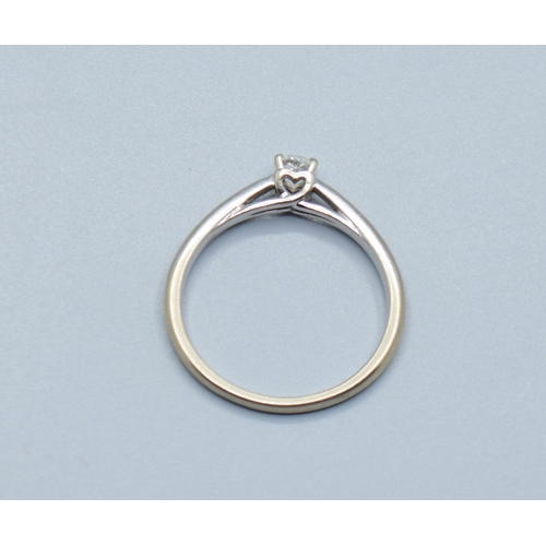 501 - 9ct white gold ladies Diamond solitaire ring hallmarked as 0.33cts size S