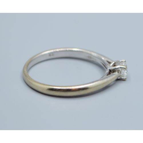501 - 9ct white gold ladies Diamond solitaire ring hallmarked as 0.33cts size S