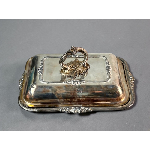 140 - A collection of 19th century silver plate.Including a pair of serving dishes and Chafing dish.