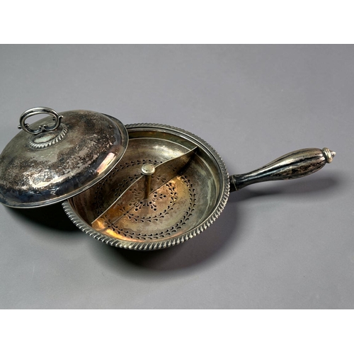 140 - A collection of 19th century silver plate.Including a pair of serving dishes and Chafing dish.