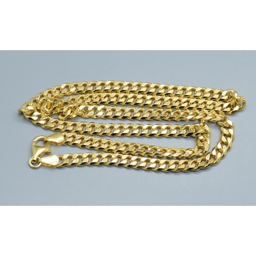 888 - 925 silver/gold flat link neck chain with lobster claw catch 50cm long, 33grams