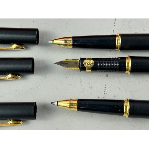 174 - Set of three Pen Quest Gold plated Fountain pen and two ball pens