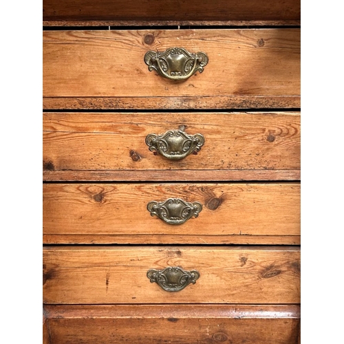 1 - A 19th century glazed Pine farmhouse dresser.Three glazed panels to top above twin cupboards and fou... 