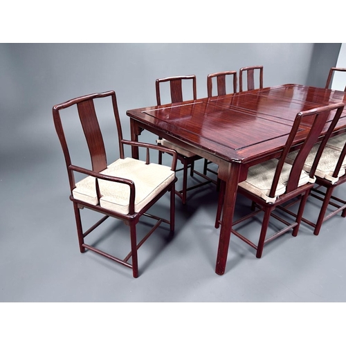 8 - A large Chinese hardwood Dinning tables and chairs.Extendable 8 seater table with original six chair... 