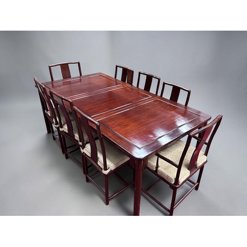 8 - A large Chinese hardwood Dinning tables and chairs.Extendable 8 seater table with original six chair... 