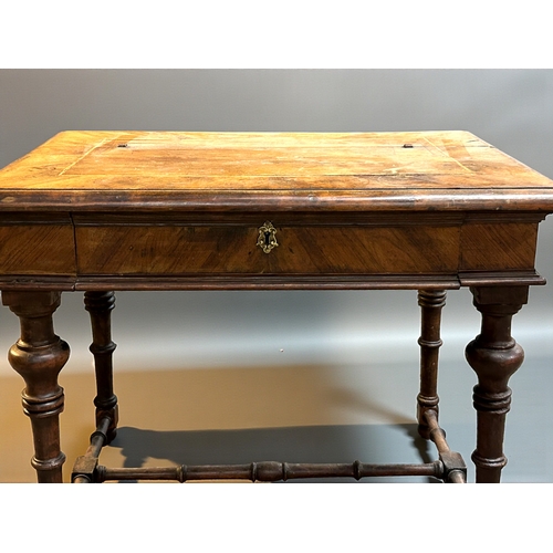 9 - An 18th century inlaid French Poudreuse Vanity table.Lift lid and drop front revealing fitted interi... 