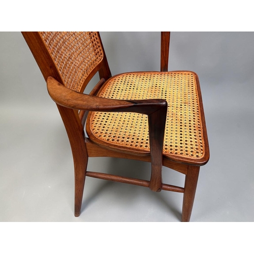10 - Niels Koefoed for Koefoeds Hornslet set of six Danish mid century 'Lis' Rosewood chairs.Rattan and R... 