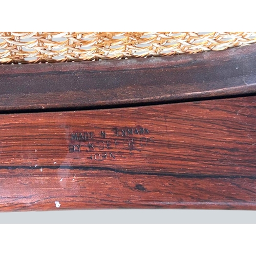 10 - Niels Koefoed for Koefoeds Hornslet set of six Danish mid century 'Lis' Rosewood chairs.Rattan and R... 
