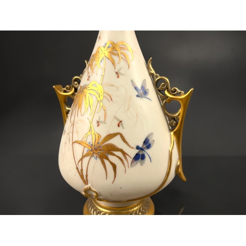 19 - Royal Worcester blush ware vase.19th century.Aesthetic form with a blush ground. Painted & gilde... 